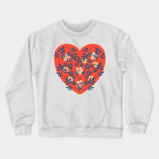 Blue leaf in red Crewneck Sweatshirt